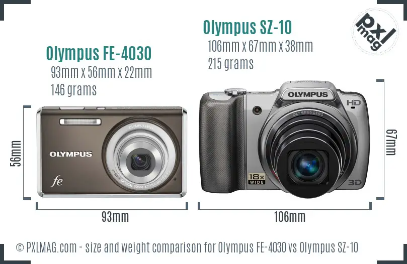 Olympus FE-4030 vs Olympus SZ-10 size comparison
