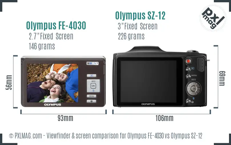 Olympus FE-4030 vs Olympus SZ-12 Screen and Viewfinder comparison