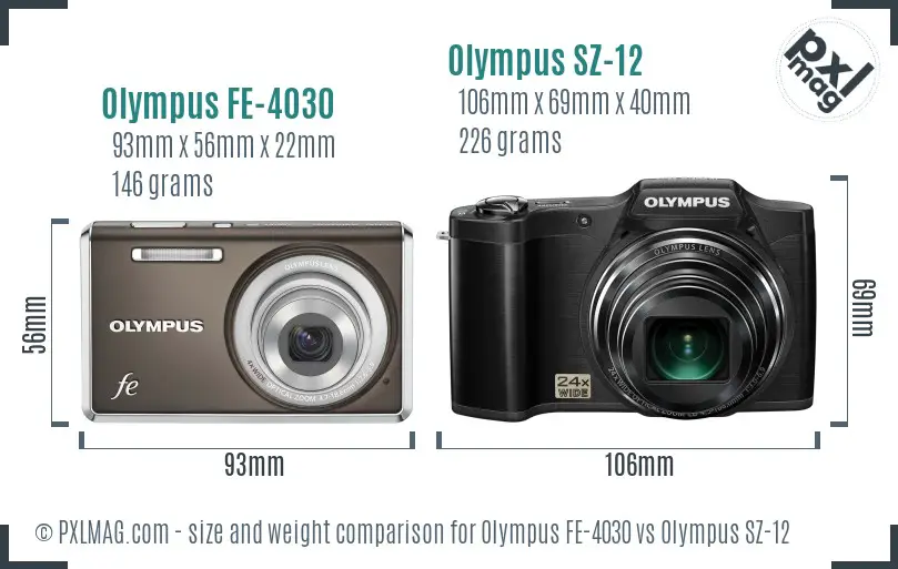 Olympus FE-4030 vs Olympus SZ-12 size comparison