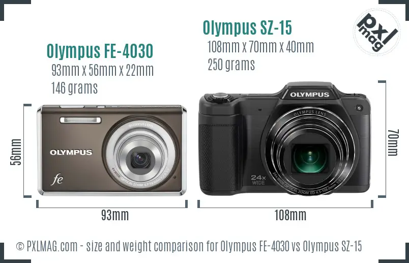 Olympus FE-4030 vs Olympus SZ-15 size comparison