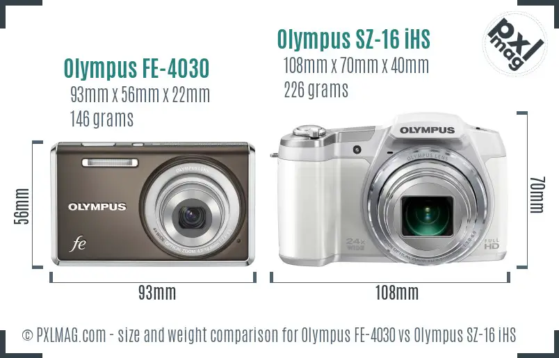 Olympus FE-4030 vs Olympus SZ-16 iHS size comparison