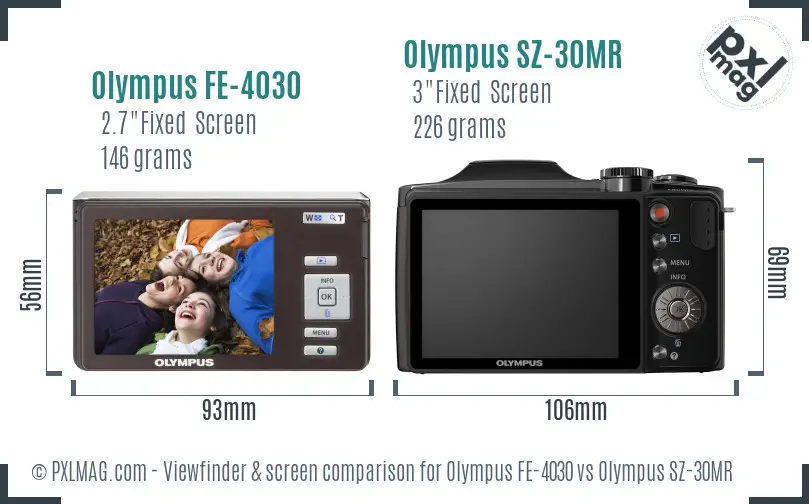 Olympus FE-4030 vs Olympus SZ-30MR Screen and Viewfinder comparison
