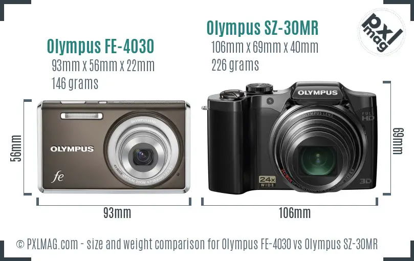 Olympus FE-4030 vs Olympus SZ-30MR size comparison