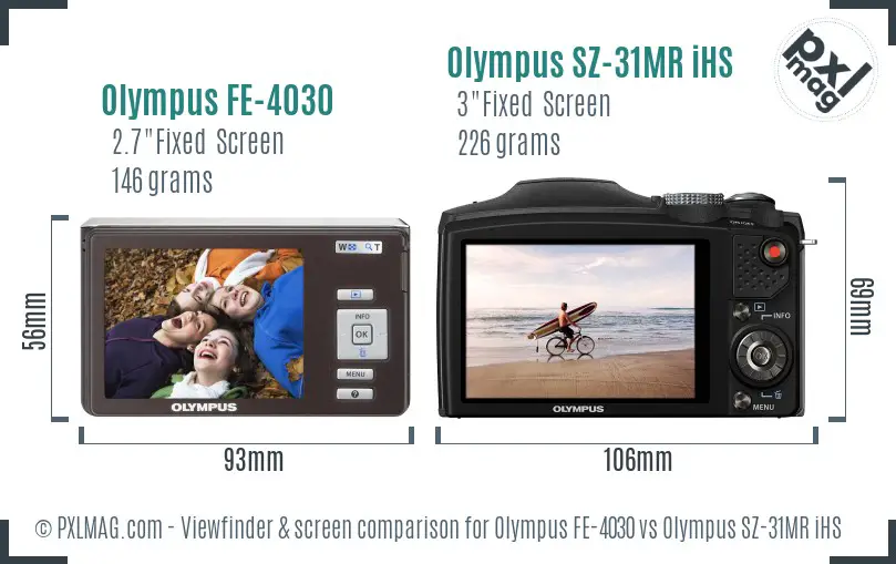 Olympus FE-4030 vs Olympus SZ-31MR iHS Screen and Viewfinder comparison
