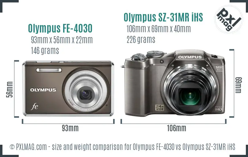 Olympus FE-4030 vs Olympus SZ-31MR iHS size comparison