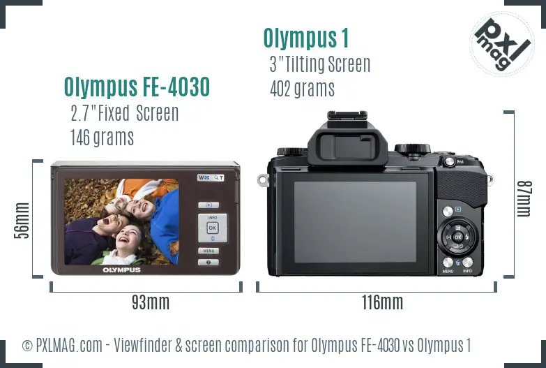 Olympus FE-4030 vs Olympus 1 Screen and Viewfinder comparison