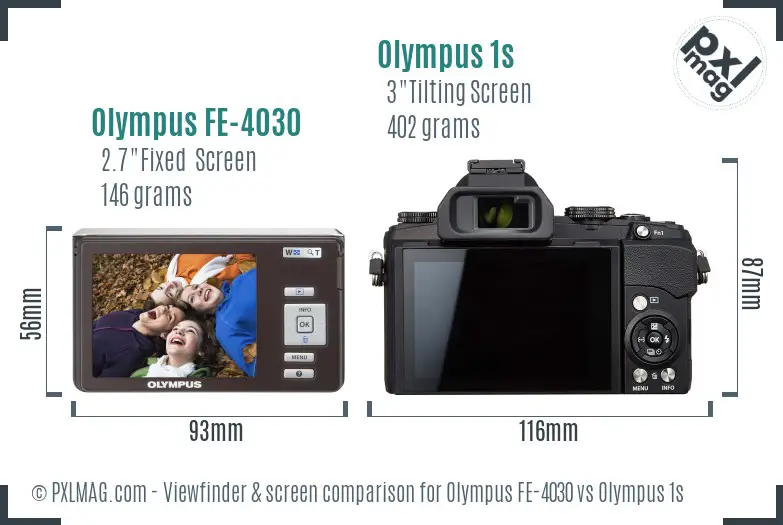 Olympus FE-4030 vs Olympus 1s Screen and Viewfinder comparison