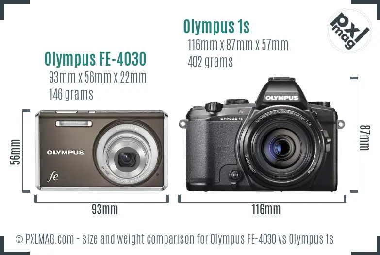 Olympus FE-4030 vs Olympus 1s size comparison