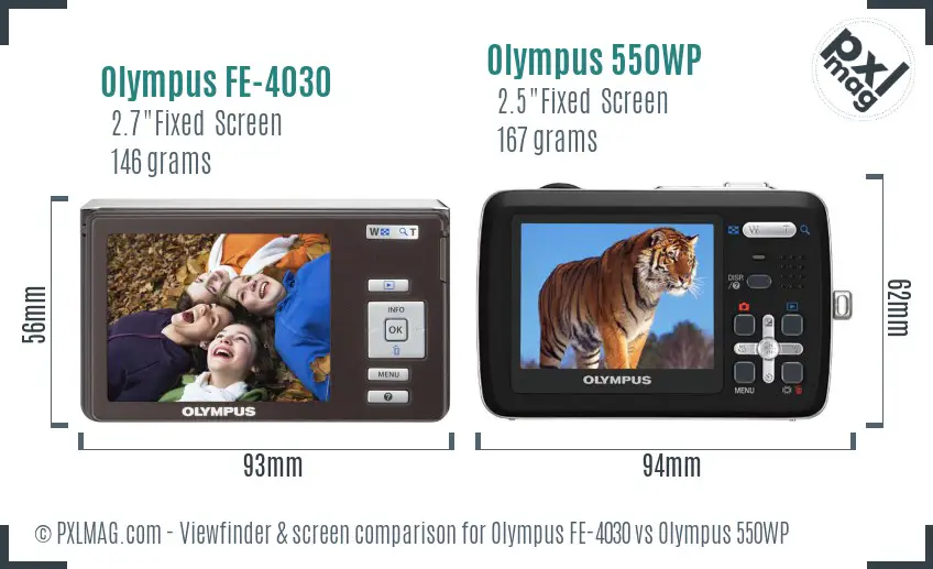 Olympus FE-4030 vs Olympus 550WP Screen and Viewfinder comparison