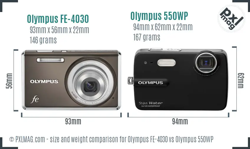 Olympus FE-4030 vs Olympus 550WP size comparison