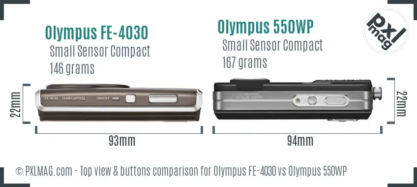 Olympus FE-4030 vs Olympus 550WP top view buttons comparison