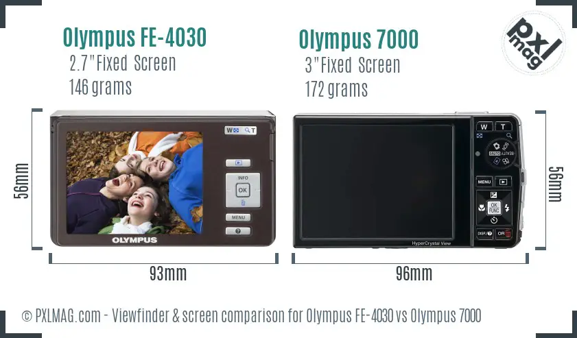 Olympus FE-4030 vs Olympus 7000 Screen and Viewfinder comparison