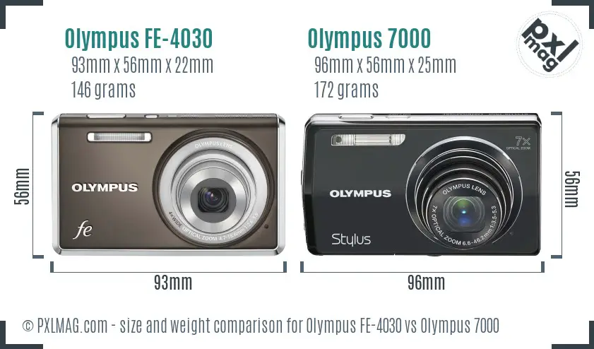 Olympus FE-4030 vs Olympus 7000 size comparison