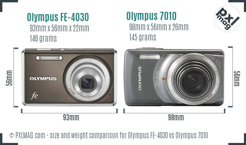 Olympus FE-4030 vs Olympus 7010 size comparison