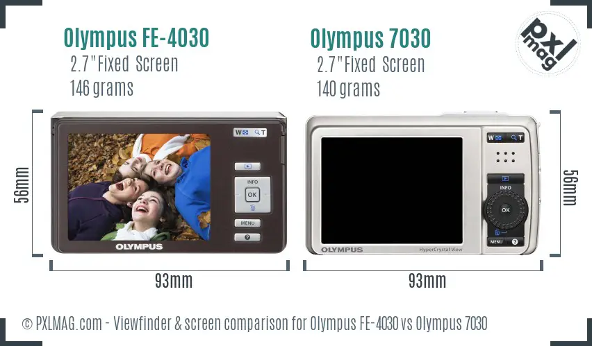 Olympus FE-4030 vs Olympus 7030 Screen and Viewfinder comparison