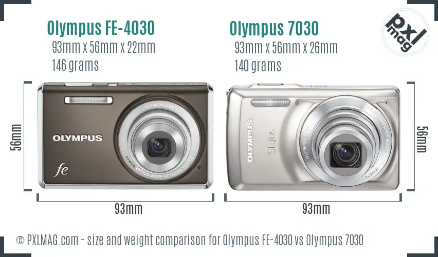 Olympus FE-4030 vs Olympus 7030 size comparison