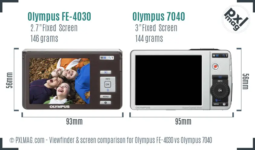Olympus FE-4030 vs Olympus 7040 Screen and Viewfinder comparison