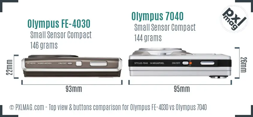 Olympus FE-4030 vs Olympus 7040 top view buttons comparison