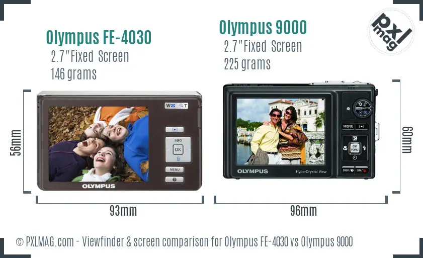 Olympus FE-4030 vs Olympus 9000 Screen and Viewfinder comparison