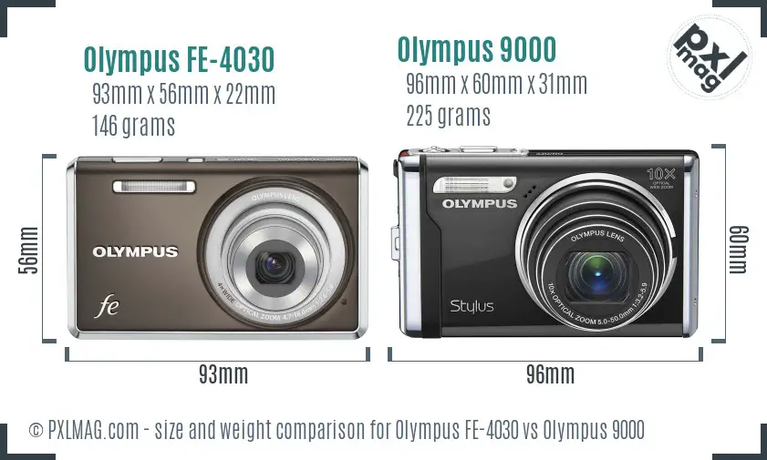 Olympus FE-4030 vs Olympus 9000 size comparison