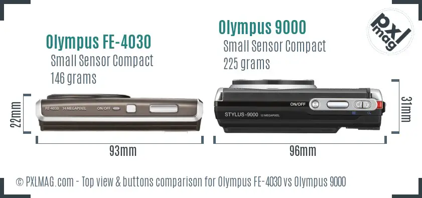 Olympus FE-4030 vs Olympus 9000 top view buttons comparison