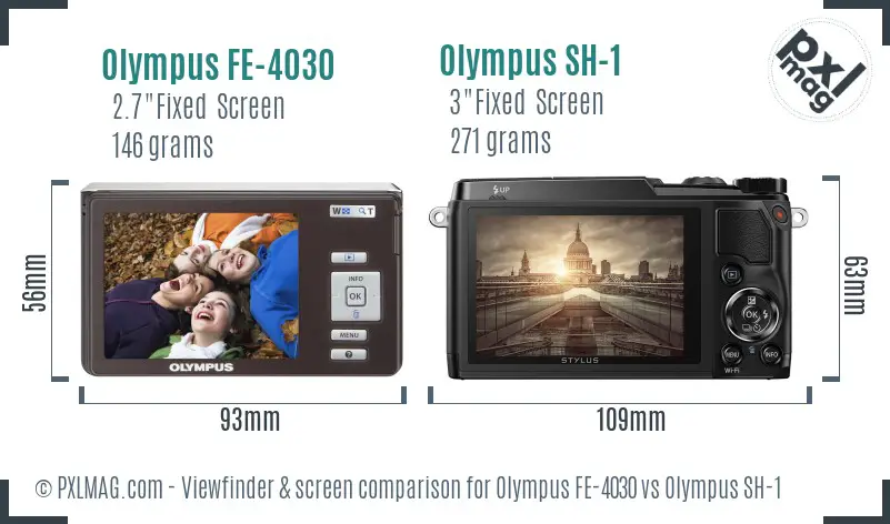 Olympus FE-4030 vs Olympus SH-1 Screen and Viewfinder comparison