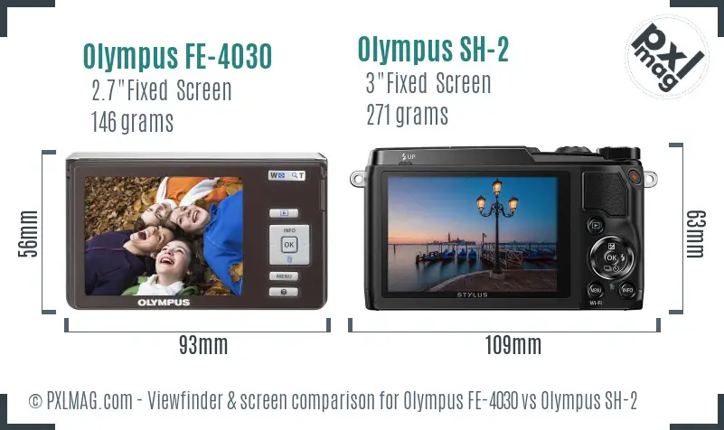 Olympus FE-4030 vs Olympus SH-2 Screen and Viewfinder comparison