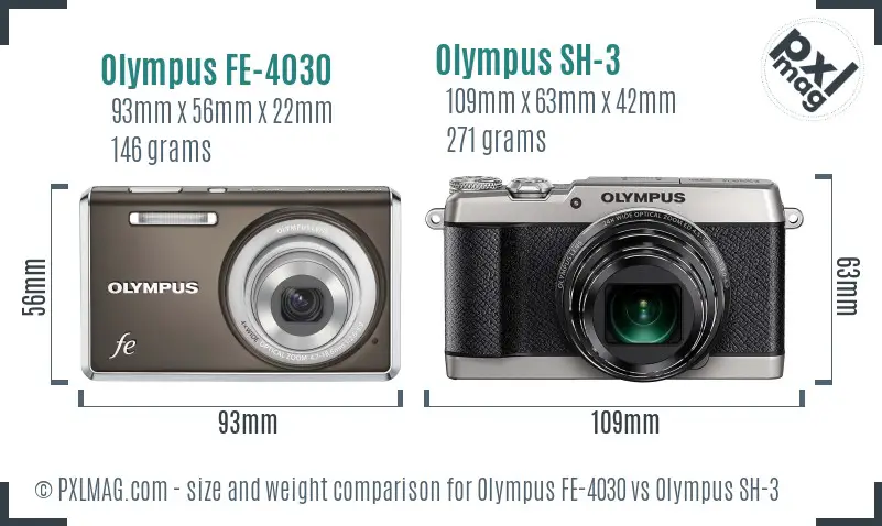 Olympus FE-4030 vs Olympus SH-3 size comparison