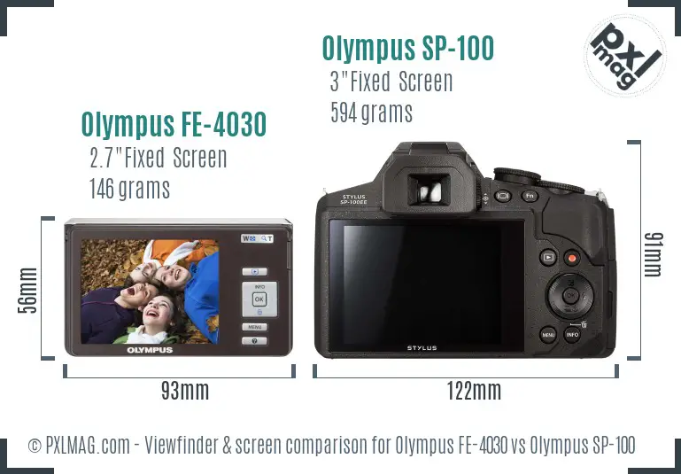 Olympus FE-4030 vs Olympus SP-100 Screen and Viewfinder comparison
