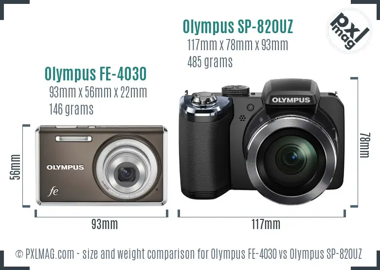 Olympus FE-4030 vs Olympus SP-820UZ size comparison