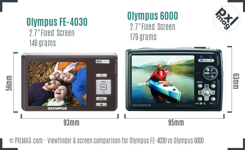 Olympus FE-4030 vs Olympus 6000 Screen and Viewfinder comparison