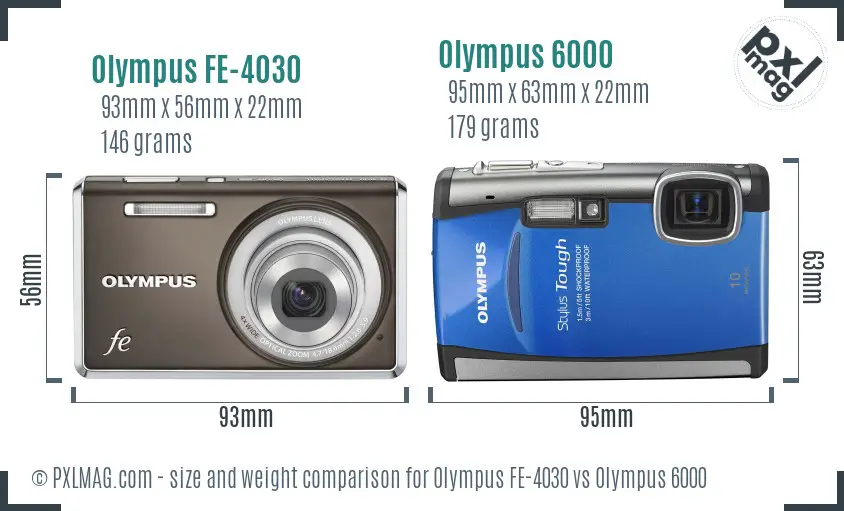 Olympus FE-4030 vs Olympus 6000 size comparison