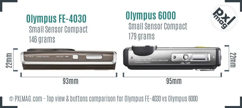 Olympus FE-4030 vs Olympus 6000 top view buttons comparison