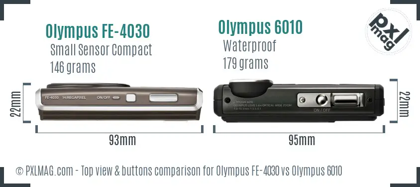 Olympus FE-4030 vs Olympus 6010 top view buttons comparison