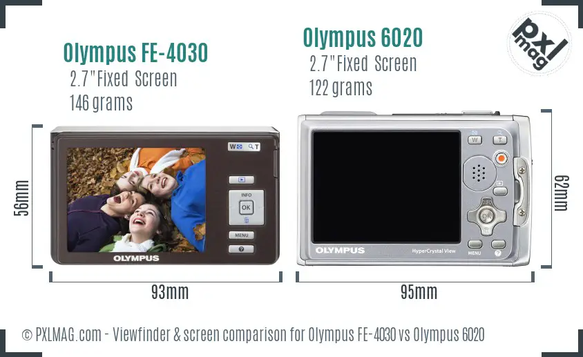 Olympus FE-4030 vs Olympus 6020 Screen and Viewfinder comparison