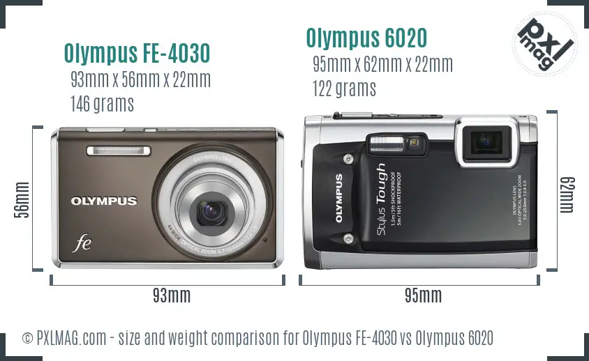 Olympus FE-4030 vs Olympus 6020 size comparison
