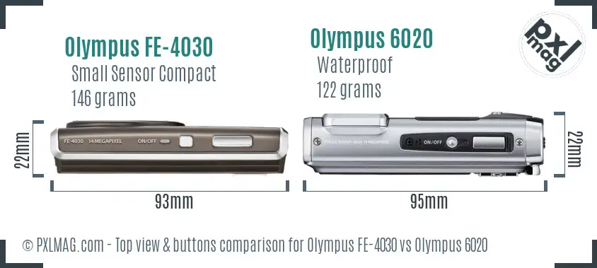 Olympus FE-4030 vs Olympus 6020 top view buttons comparison