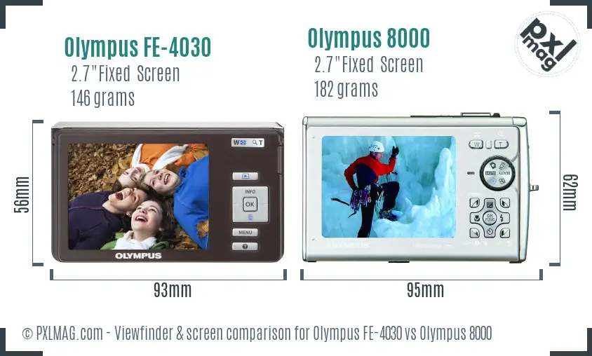Olympus FE-4030 vs Olympus 8000 Screen and Viewfinder comparison