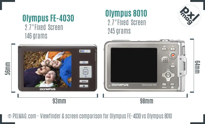 Olympus FE-4030 vs Olympus 8010 Screen and Viewfinder comparison