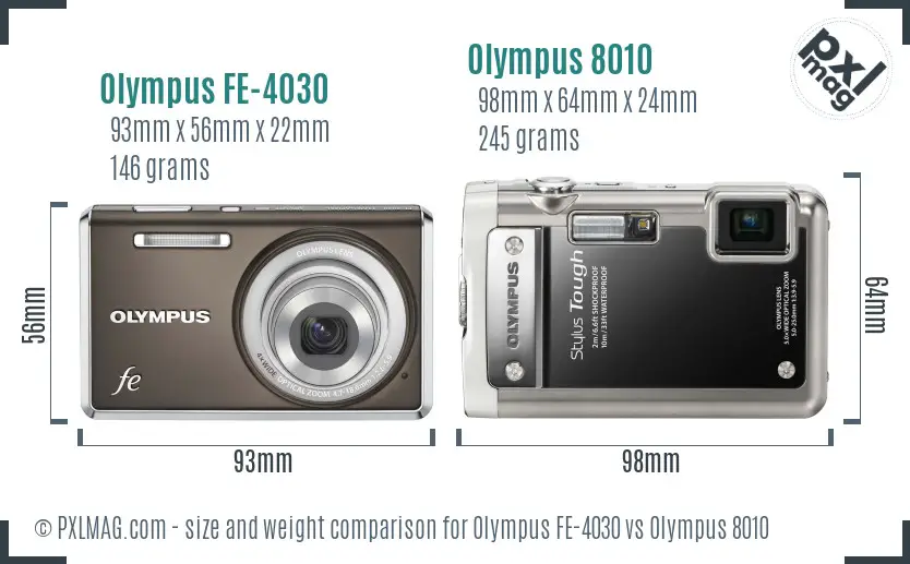 Olympus FE-4030 vs Olympus 8010 size comparison