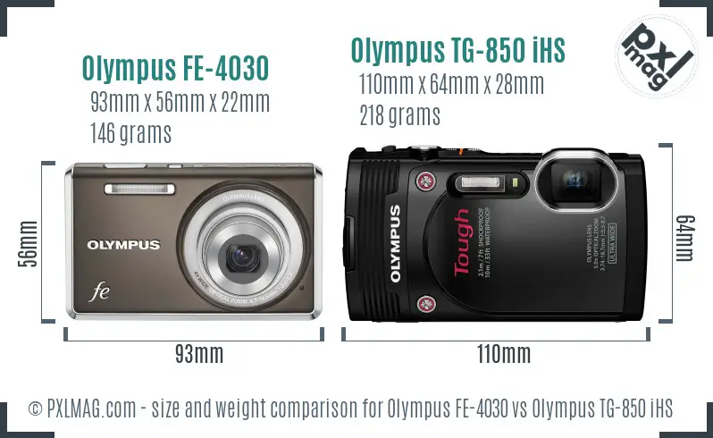 Olympus FE-4030 vs Olympus TG-850 iHS size comparison