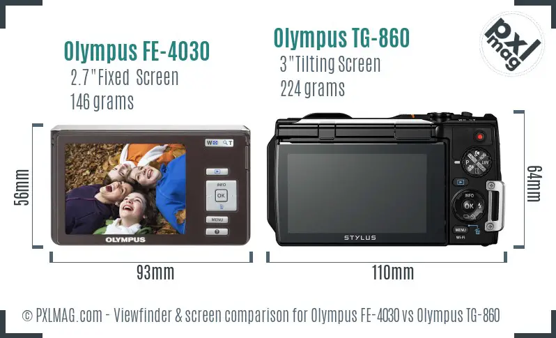 Olympus FE-4030 vs Olympus TG-860 Screen and Viewfinder comparison