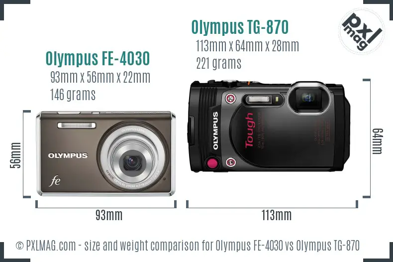 Olympus FE-4030 vs Olympus TG-870 size comparison