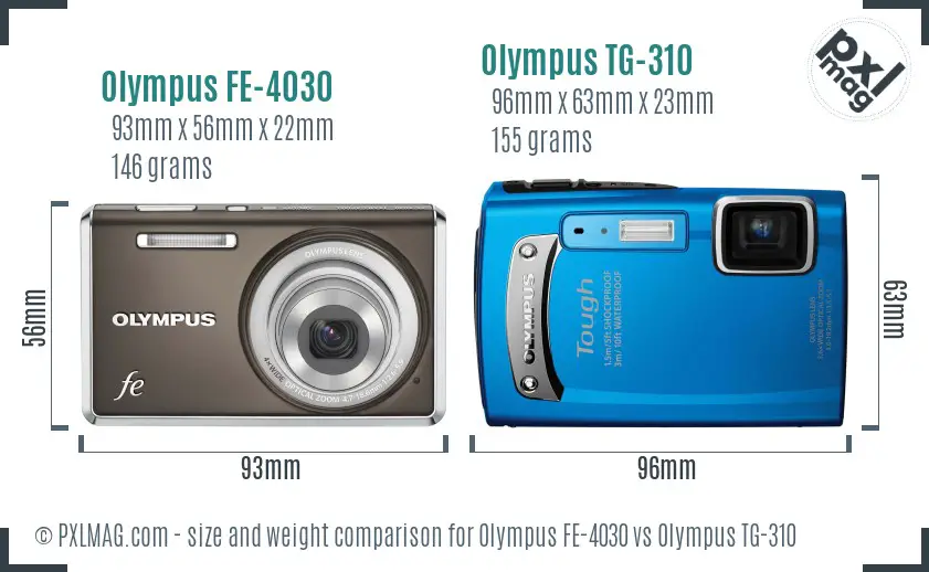 Olympus FE-4030 vs Olympus TG-310 size comparison