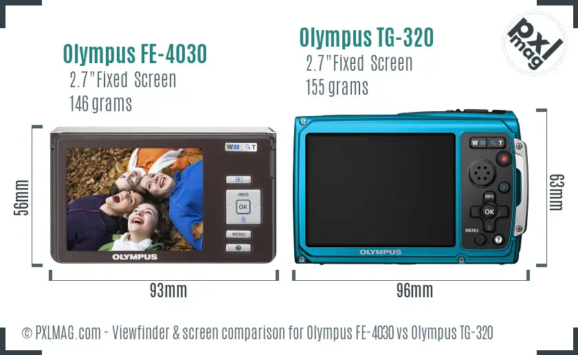 Olympus FE-4030 vs Olympus TG-320 Screen and Viewfinder comparison