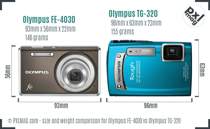 Olympus FE-4030 vs Olympus TG-320 size comparison