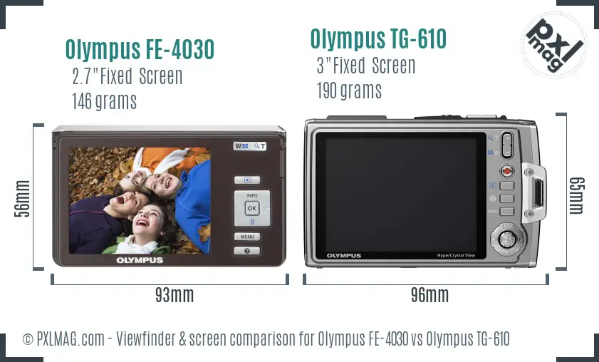 Olympus FE-4030 vs Olympus TG-610 Screen and Viewfinder comparison