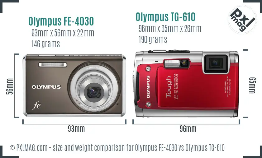 Olympus FE-4030 vs Olympus TG-610 size comparison