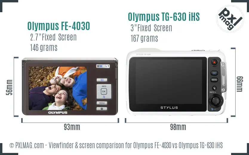 Olympus FE-4030 vs Olympus TG-630 iHS Screen and Viewfinder comparison