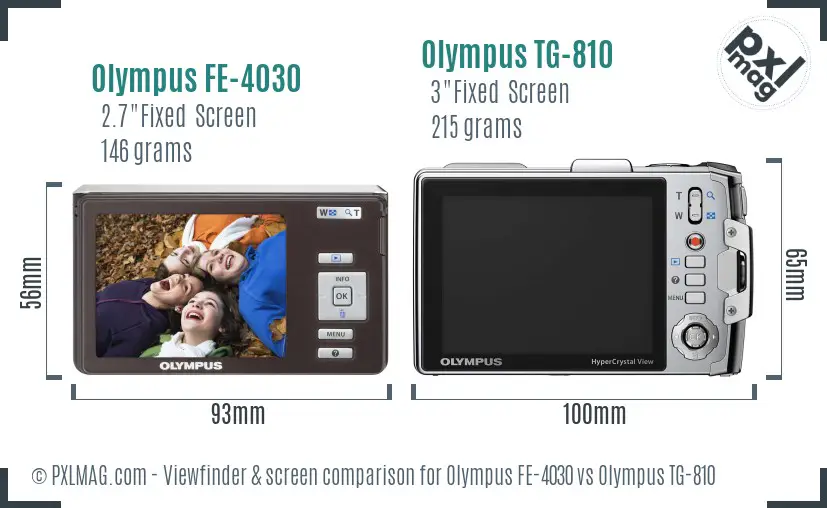 Olympus FE-4030 vs Olympus TG-810 Screen and Viewfinder comparison